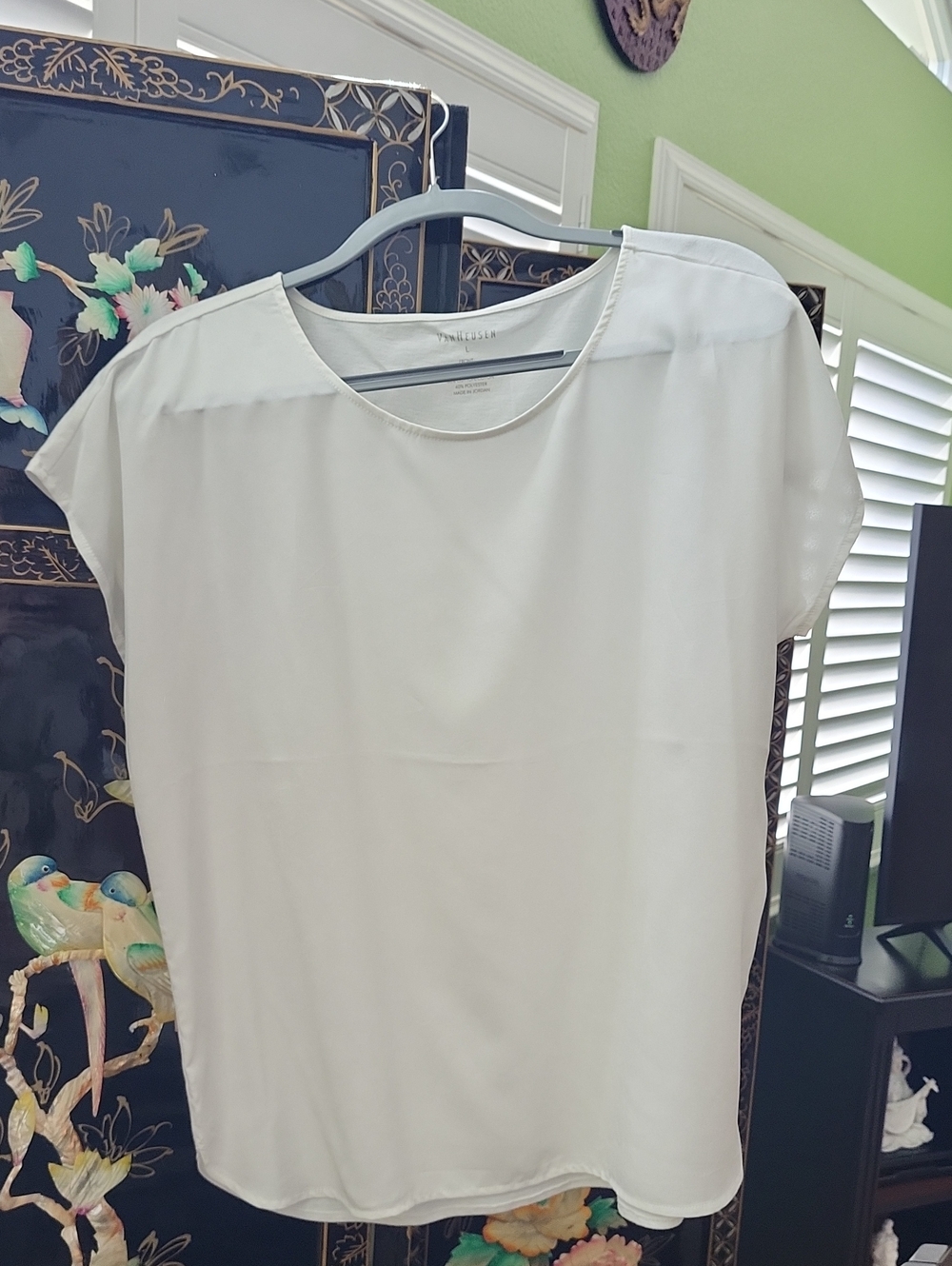 Van Heusen White Short Flutter Sleeve Blouse